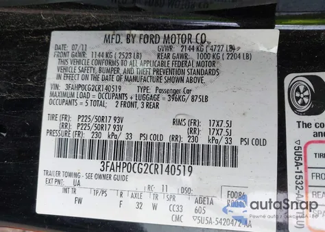 2012 Ford Fusion Sel из США, поврежденный, VIN 3FAHP0CG2CR140519